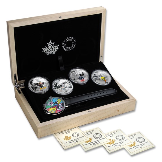 2015 Canada 4-Coin 1 oz Silver Set Looney Tunes (Wrist Watch) 2015 Canada 4-Coin 1 oz Silver Set Looney Tunes (Wrist Watch)